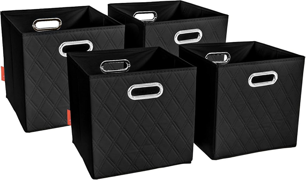 Large Collapsible Diamond Patterned Storage Cubes with Handles for Living Room,