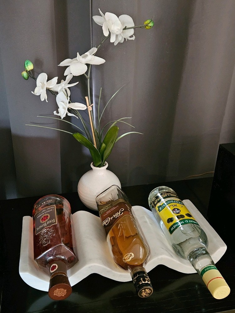 Stunning Marble Wine Bottle Holder Wave 2 or 3 Bottles Solid Marble Modern Look