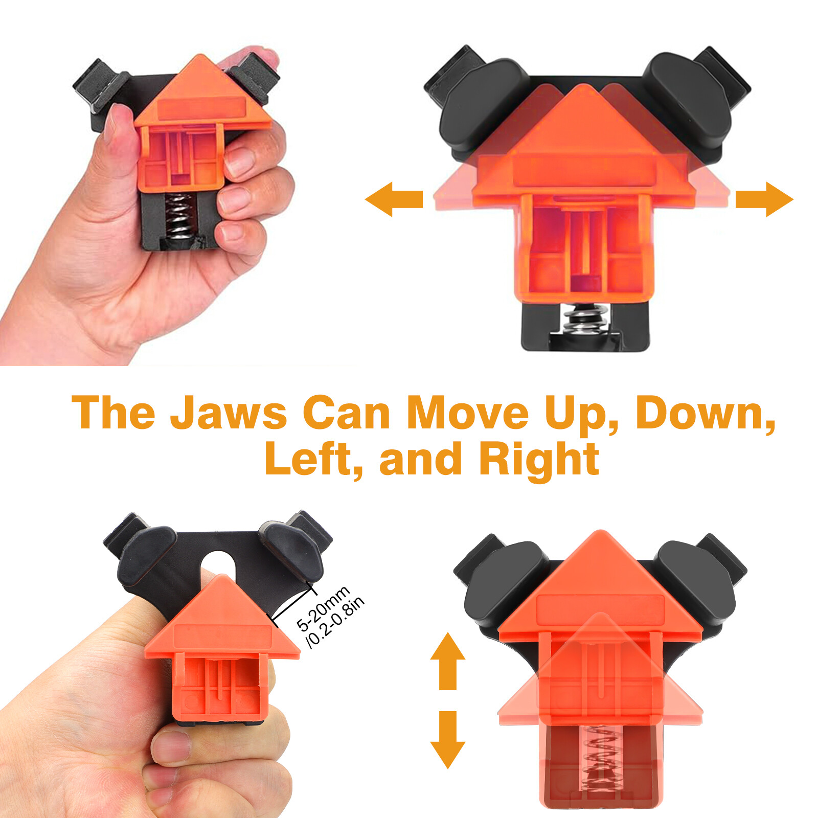 4 Pack 90 Degree Corner Clamp Adjustable Spring Loaded Right Angle Clamp Tool