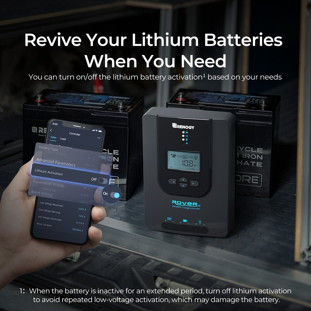 Renogy 20 Amp 12V/24V DC Input MPPT Auto Parameter Solar Charge Controller