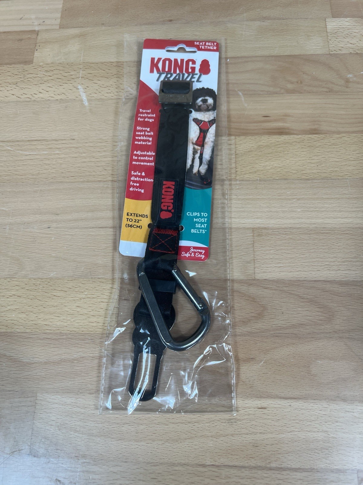 KONG Dog Seat Belt Tether - Attaches to Harness for Safe Travel & Car Rides