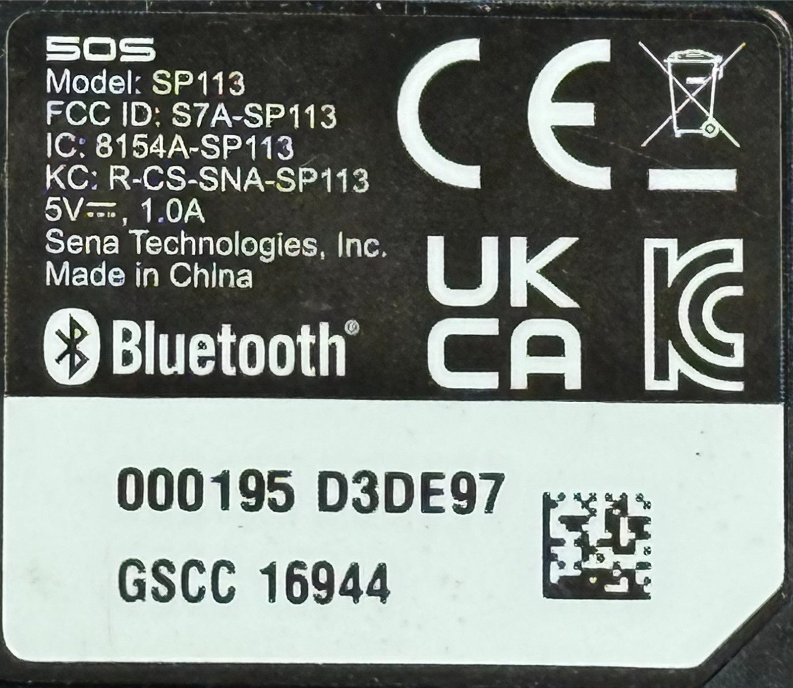 Sena 50S Motorcycle Bluetooth Mesh Intercom SP113 - Headset Only NO ACCESSORIES