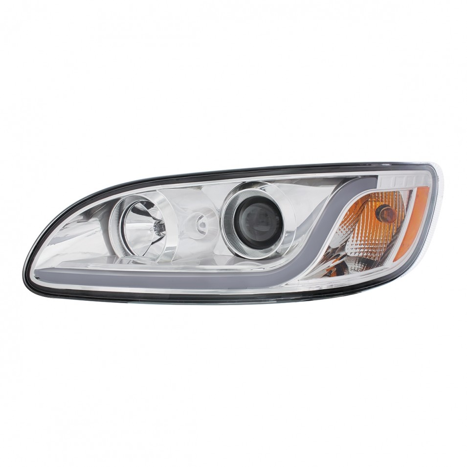 Chrome Projection Headlight f/ 1999-2019 Peterbilt - Dual Function - Driver