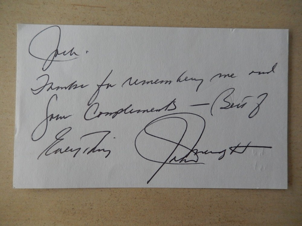 John Mengelt Autographed 3" X 5" Index Card