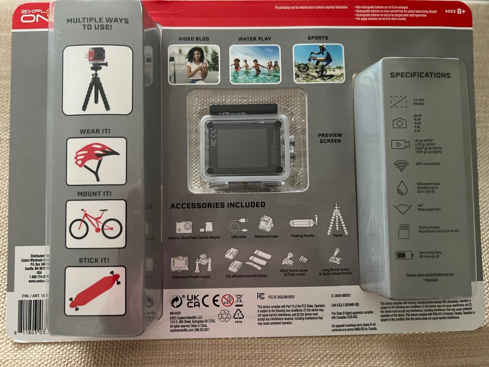 Explore One 4K Action Camera with WiFi Bundle- Brand New