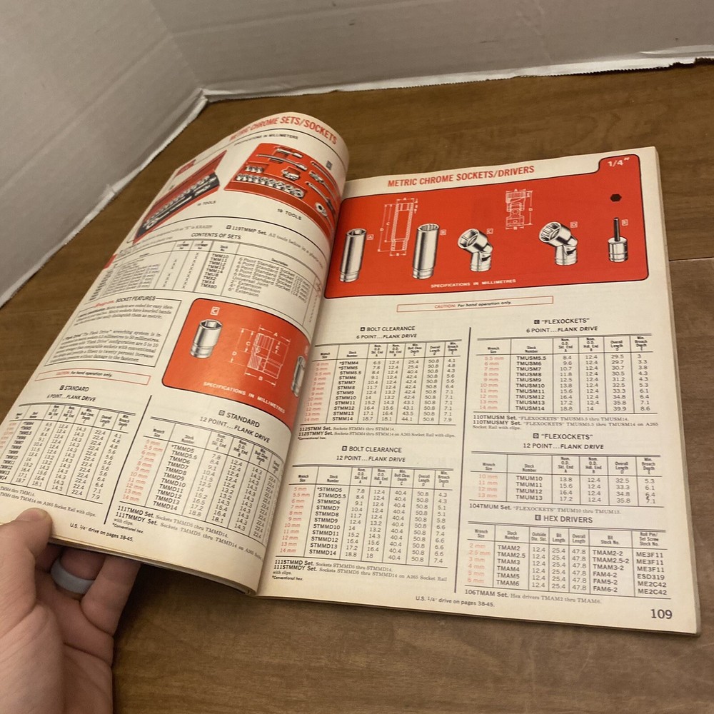 VTG MECHANICS SNAP ON TOOLS ORIGINAL 1982 PRODUCT RANGE CATALOG