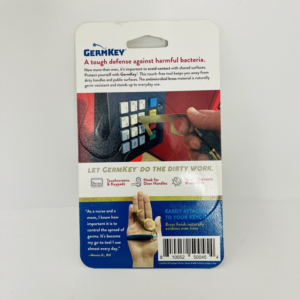 NIP GermKey Brass Germ Free Antimicrobial Tool Clean