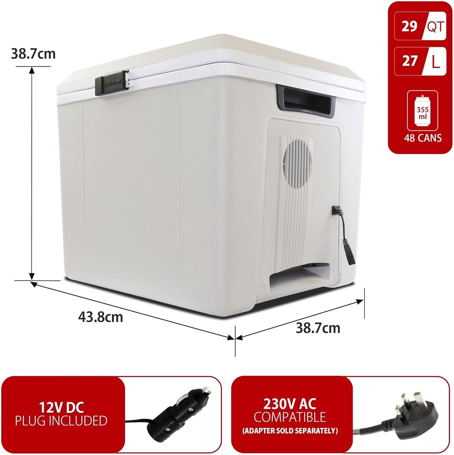 12V Iceless Cooler &Warmer Portable 29qt Electric Cooler Hard Sided Mini Fridge