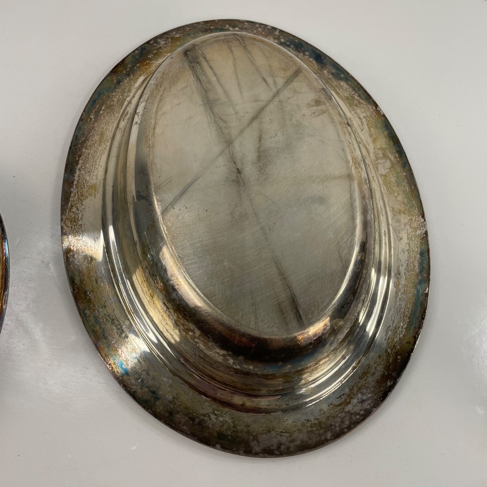 Vintage Silverplate Oval Serving Dish Meat Platter W/ Domed Lid, Patina