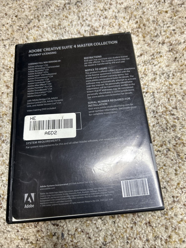 Adobe Creative Suite Master Collection CS4 Mac OS Student Licensing *read*