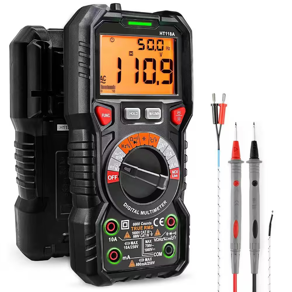 Digital Multimeter TRMS 6000 Counts Voltmeter Auto-Ranging Measures Voltage Curr