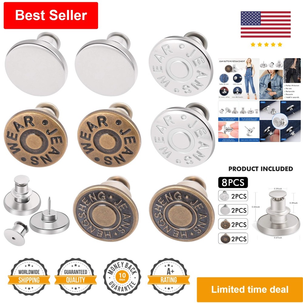 8 Sets Premium Instant Replacement Button Pins - Adjustable - Wide Applications