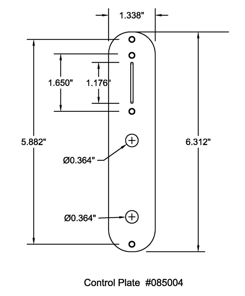 Control Plate T Type Wide Chrome 085004CH