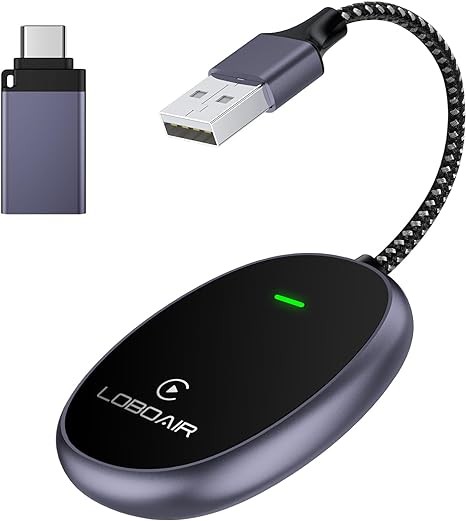LOBOAIR Wireless Carplay Adapter Upgrade Plug Play Adapter for Easy Use - Black