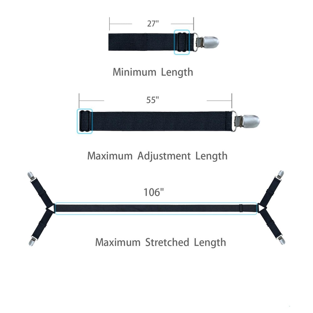 2 Pcs Elastic Adjustable Bed Sheet Holder Fitted Bed Sheet Straps for Corners