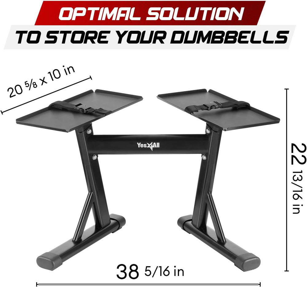 Adjustable Dumbbell Stand with Spotter Rack - 160 lb Capacity & Easy Storage