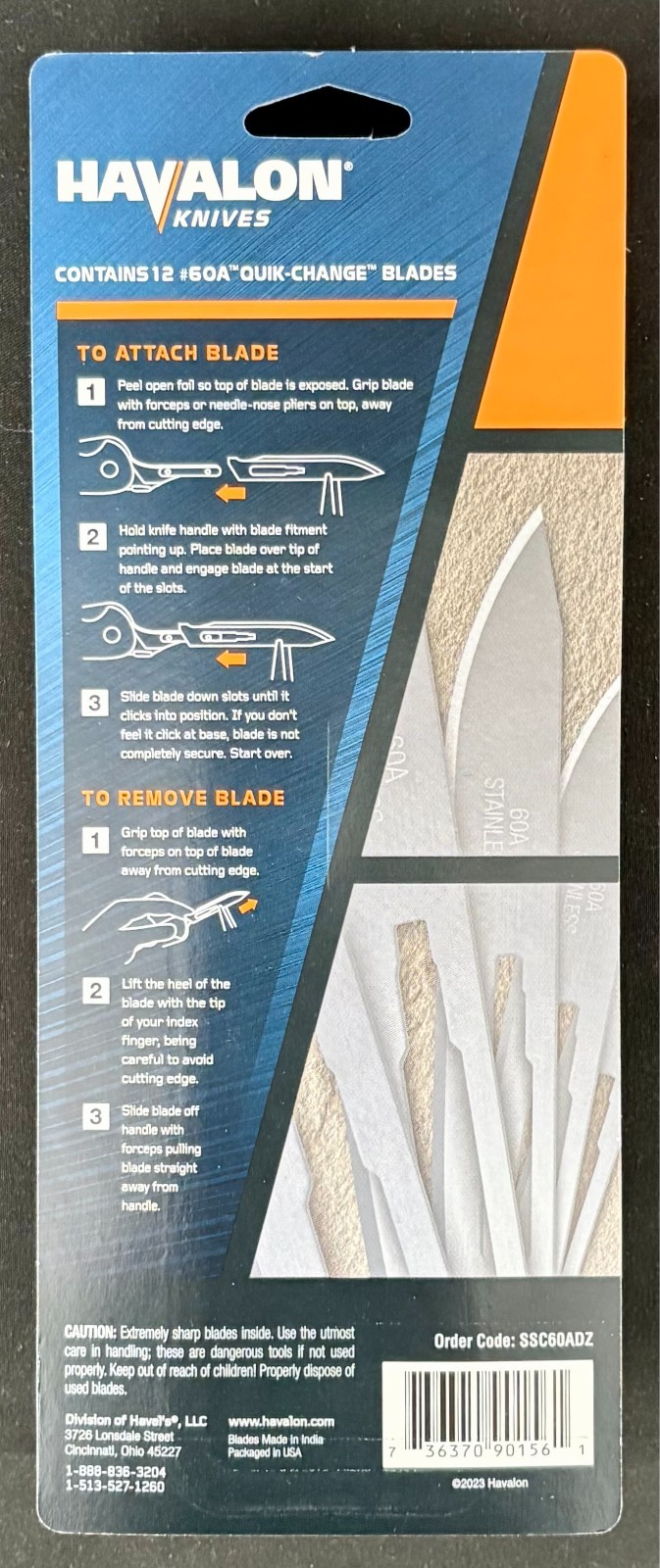 Havalon Knives Replacement Piranta #60A Stainless Steel Blades NEW