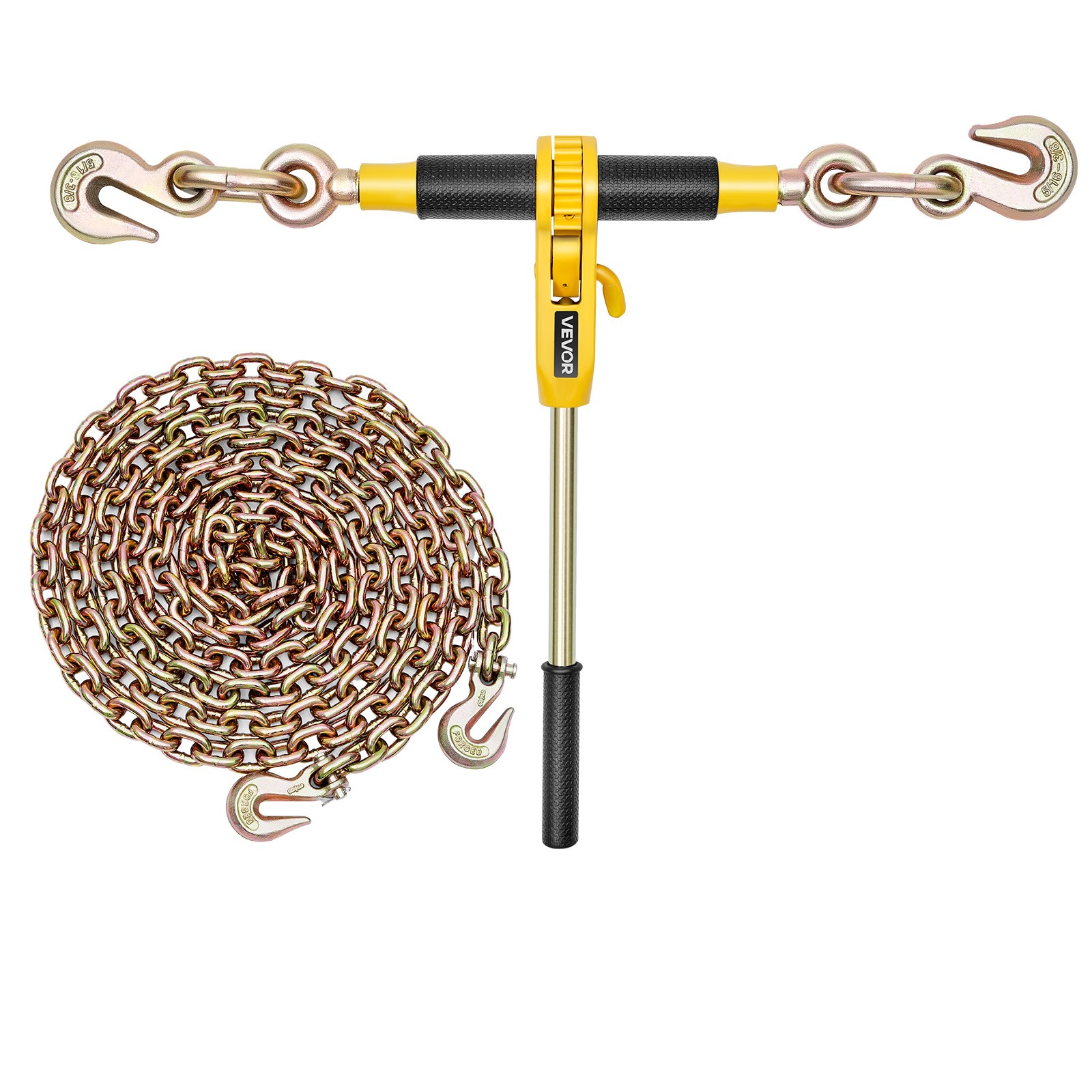 VEVOR 4 Pack Ratchet Chain Binder 5/16"-3/8" G80 Chains Load Binder for Towing