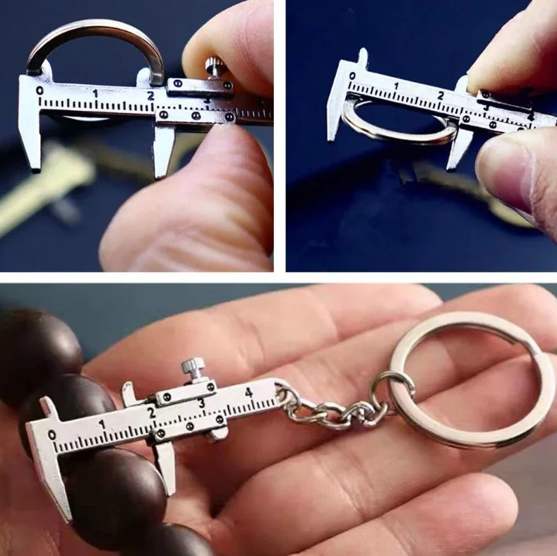 1 pc Mini Vernier Caliper Keychain Metal Ruler Jewelry Measuring Tool DIY