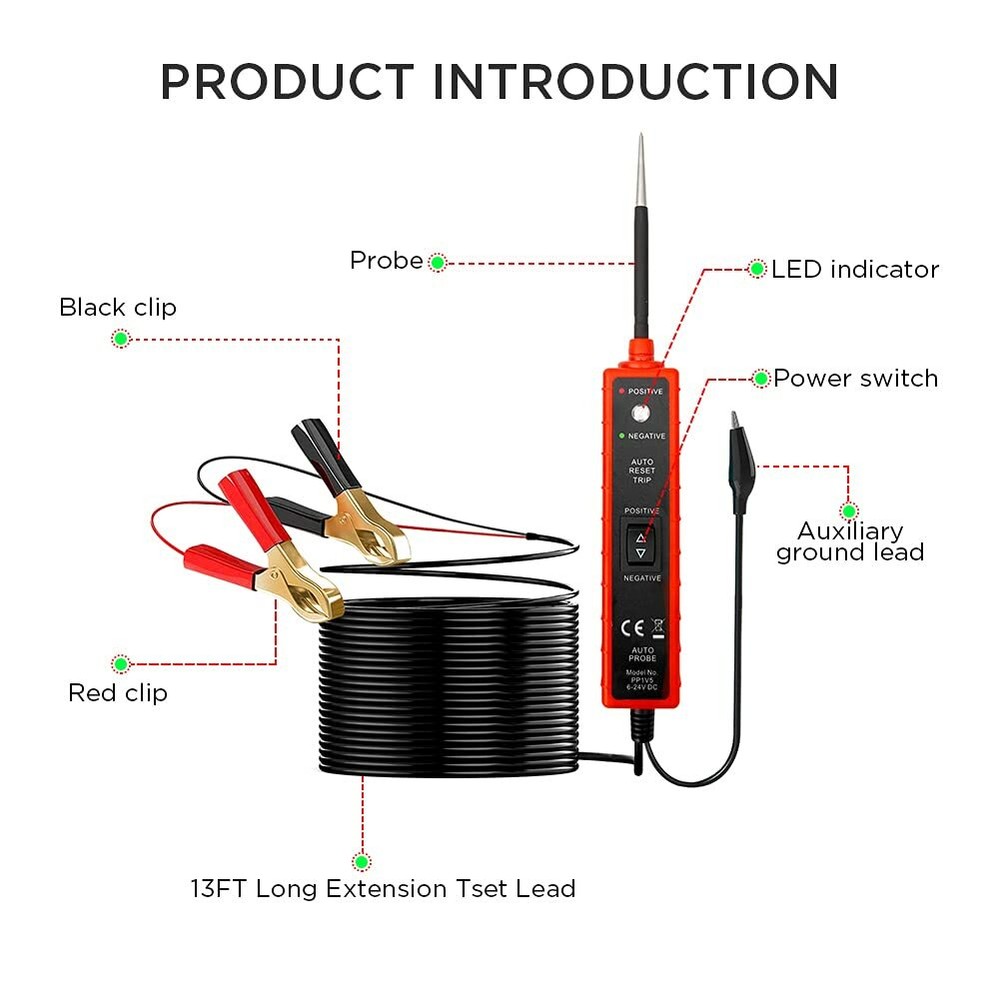 US Automotive Digital Power Probe Circuit Electrical Tester Test Device System
