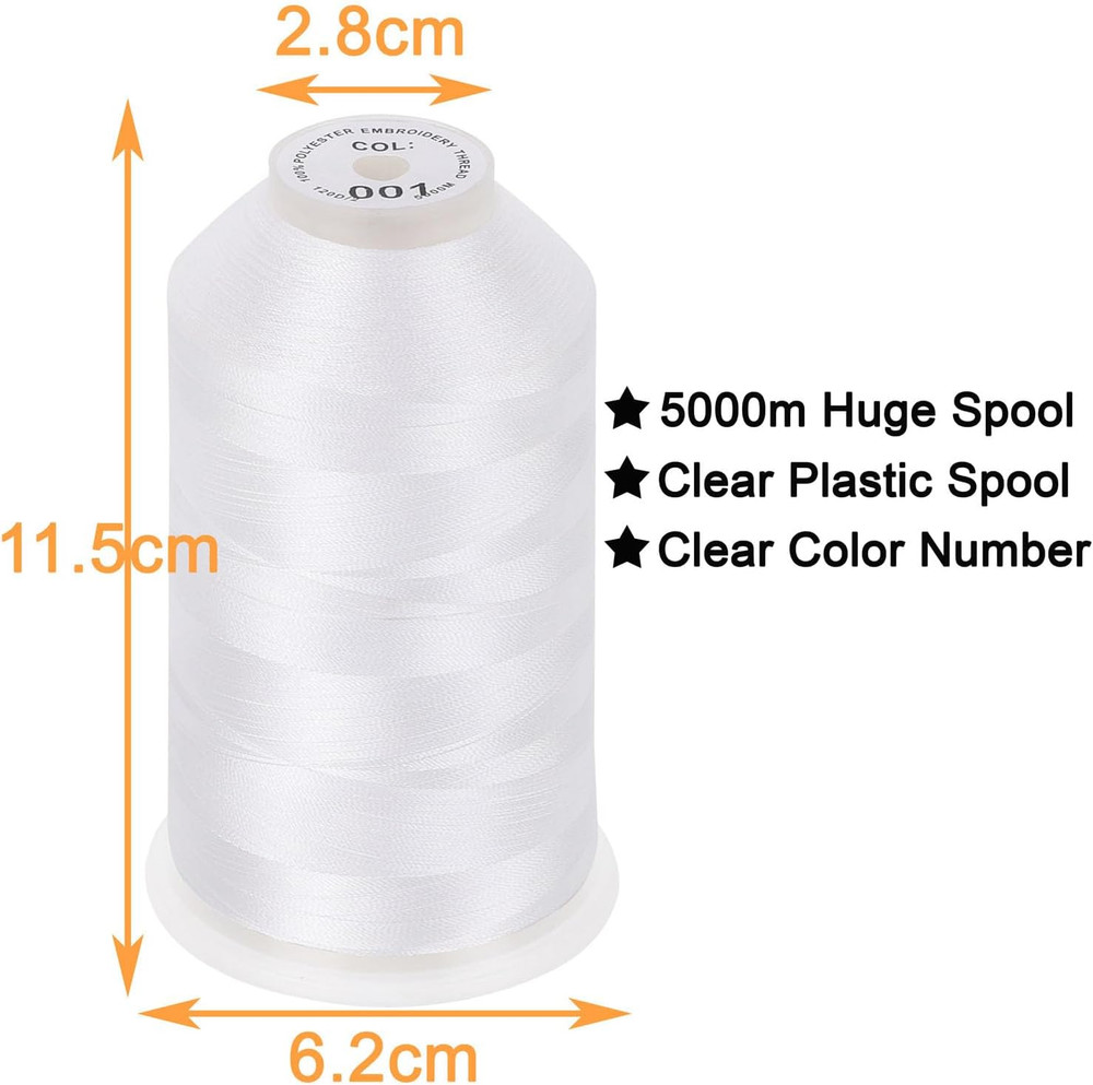 - Single Huge Spool 5000M Each Polyester Embroidery Machine Thread 40WT for Comm