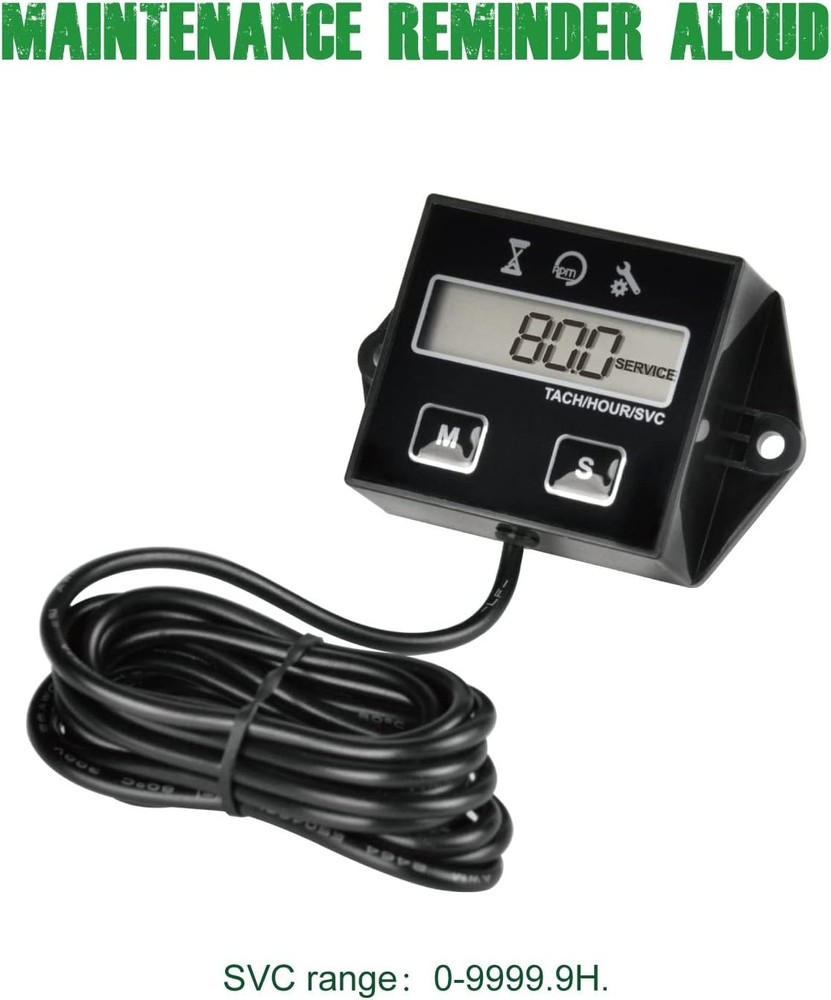Digital Inductive Tachometer & Hour Meter for Lawn Mowers & Generators