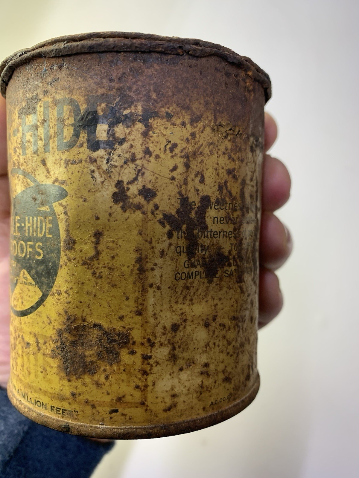 Vintage Mule-Hide Roofs plastic stay-tite cement 1 lb can, The Lehon Co, Chicago