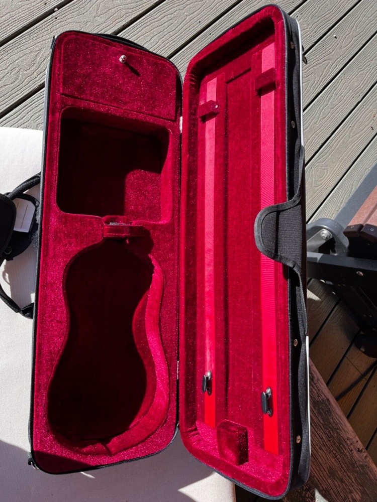 New Rectangular Violin Case Black with Grey accents