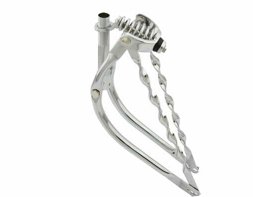 ORIGINAL! 20 BENT SPRING FORK 1 INCH W/TWISTED BARS CHROME.