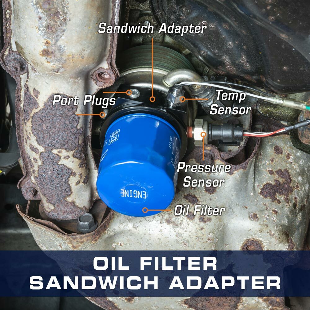 GlowShift Oil Filter Sandwich Sensor Adapter - 3/4 UNF-16 Thread