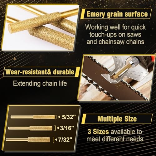 18pcs High Hardness Titanium Plated Chainsaw Sharpener Bits for Chain, 18 Pcs