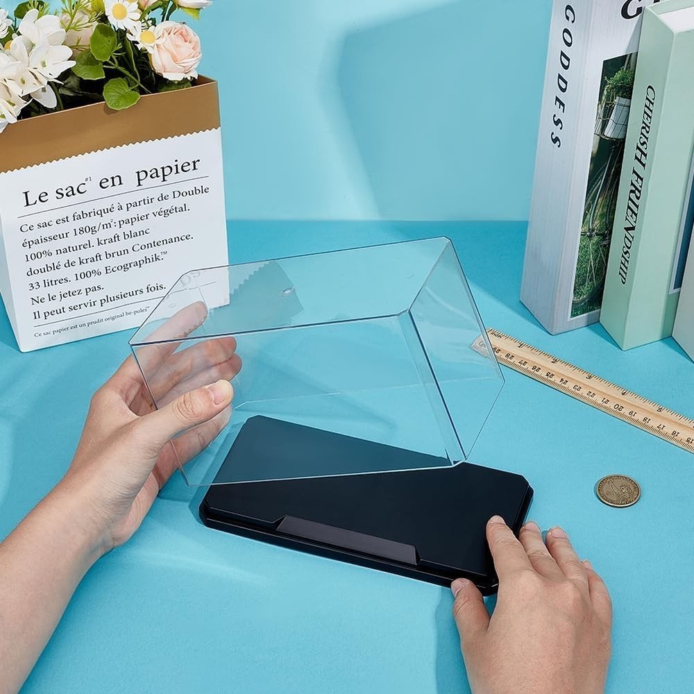 Clear Plastic Display Case 7x3.5x4 Inch Display Stand Box Self-Assembl Displa...