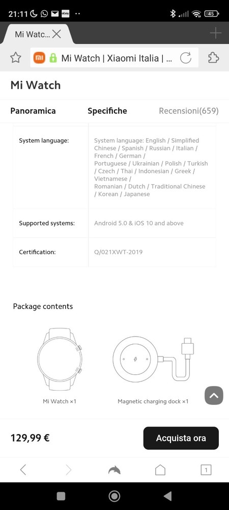 Mi Watch Model XMWTCL02
