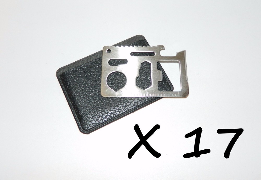 17 X Outdoor Emergency Survival Compact Thin Strong Multi Tool Card With Case