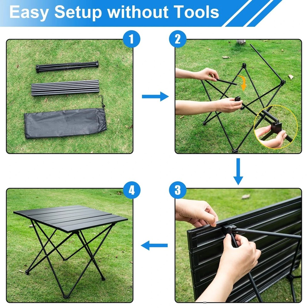 Medium Camping Table 22″L x16″W Portable Folding Camping Side Table with Carr...