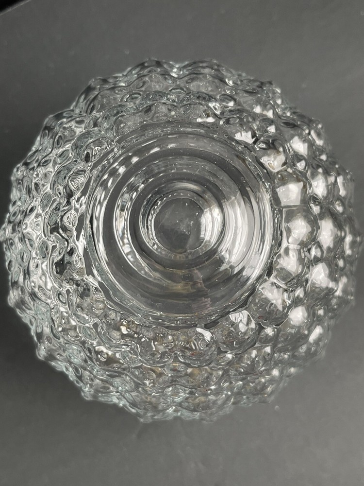 Globe Ceiling Raised Bubbles Vintage. Clear, EUC. 6”H; 3.125” Opening. EUC