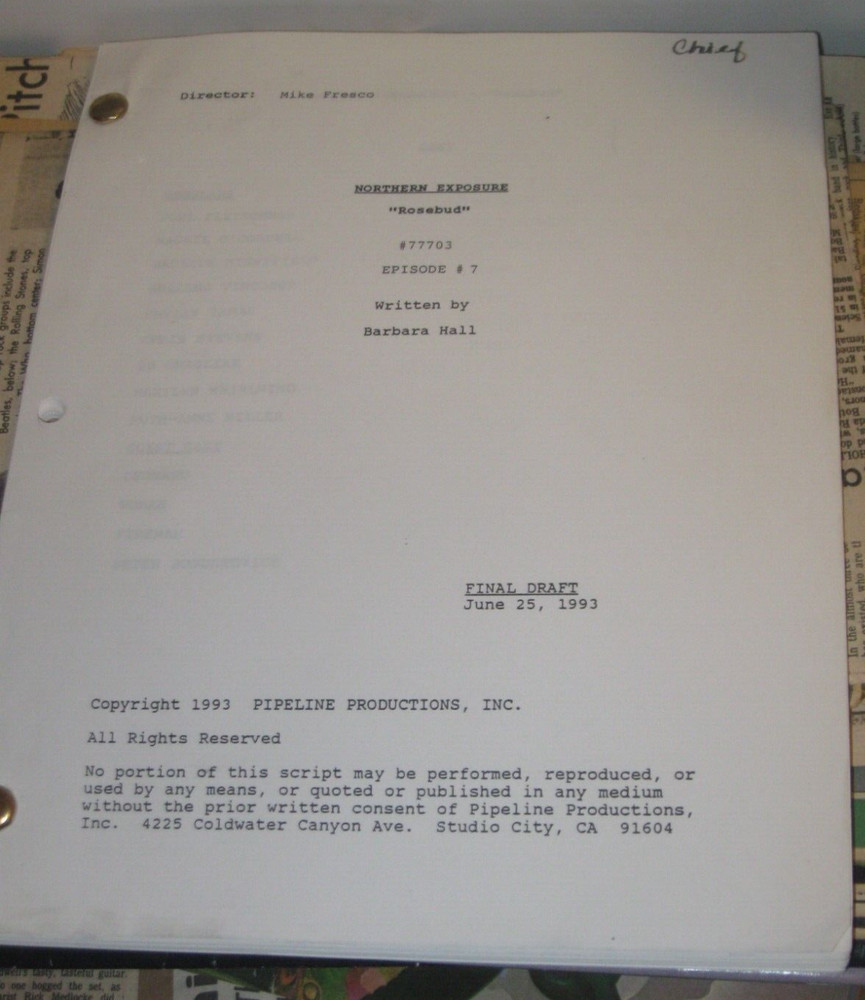 NORTHERN EXPOSURE ORIGINAL SCRIPT FOR "ROSEBUD" FINAL DRAFT SEASON 5