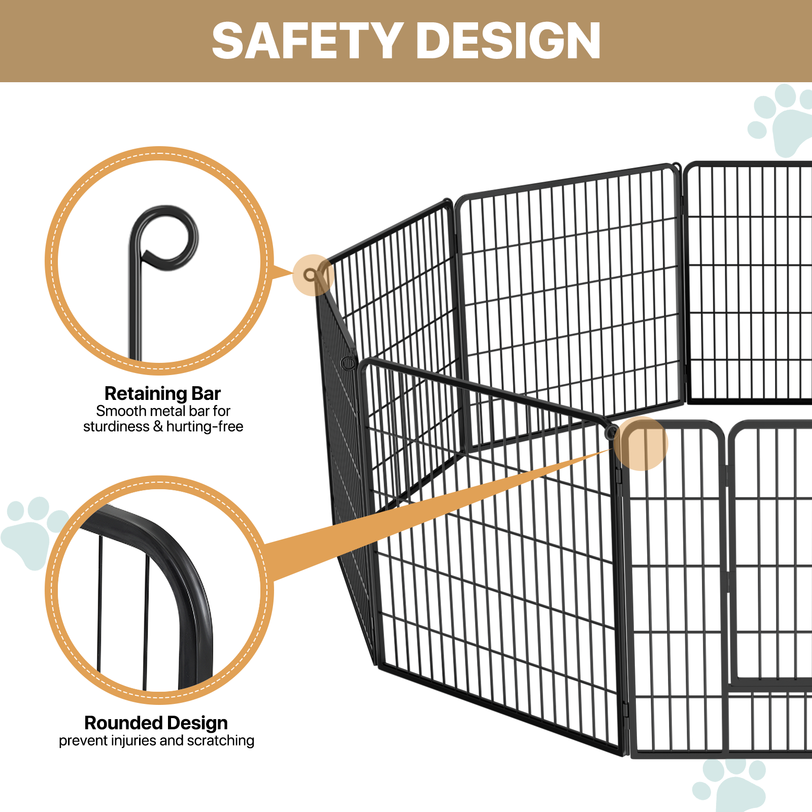 31" Portable Dog Playpen 10 Panel Heavy Duty Metal Exercise Fence Kennel w/Doors