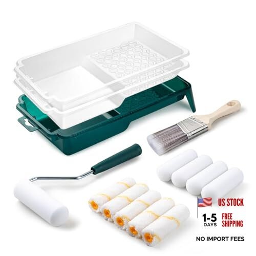 Paint Roller Kit, 15 Pack, 4 Inch Paint Roller, Small Paint Roller with Tray