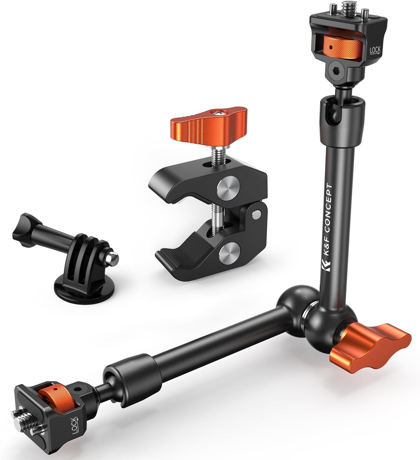 K&F CONCEPT 11" Magic Arm Clamp Kit Articulating Arm Camera Adapter for DSLR