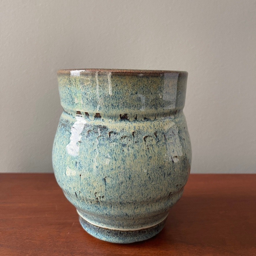 Studio Hand Made Ceramic Blue Glaze Pot