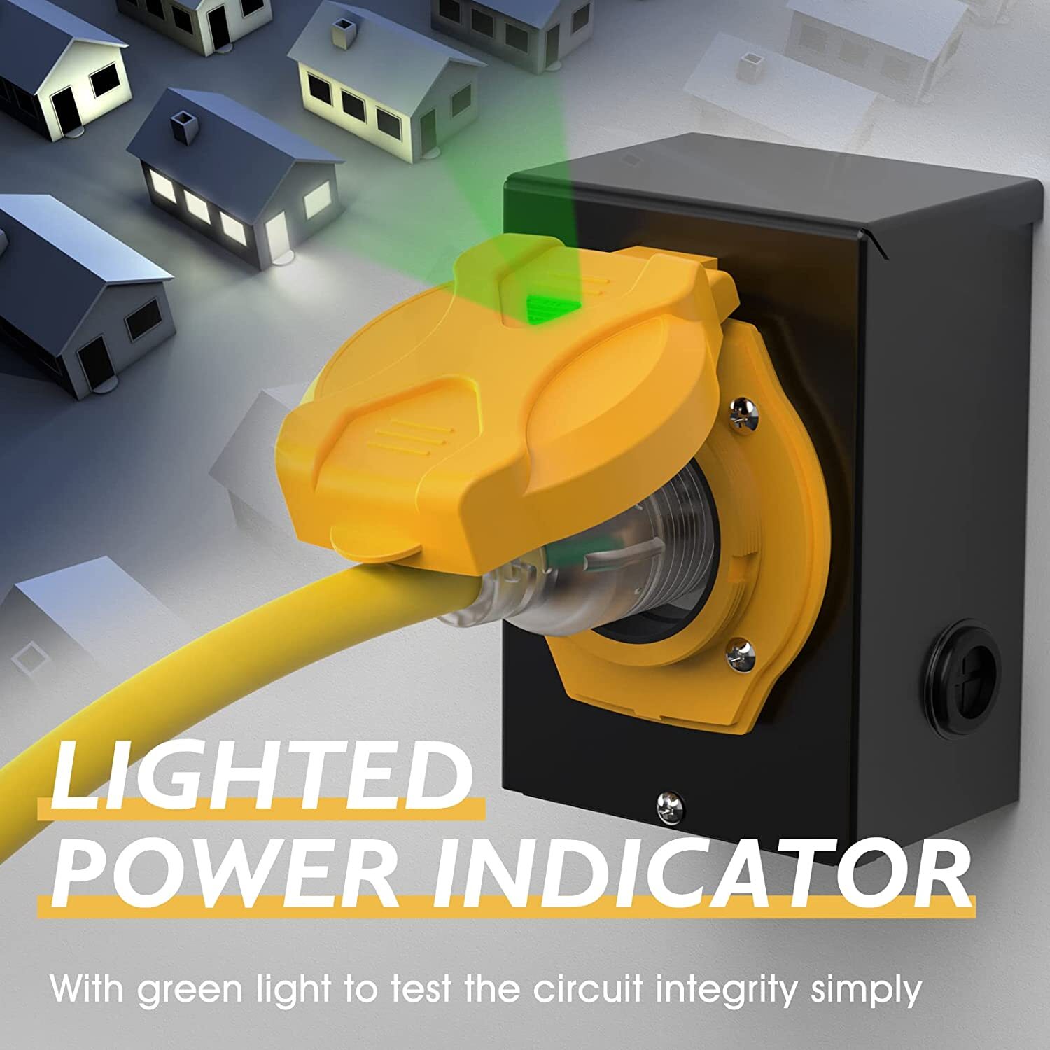 30 A Generator Inlet Box L14-30P 4 Prong 125/250V, 7500W with LED Indicator