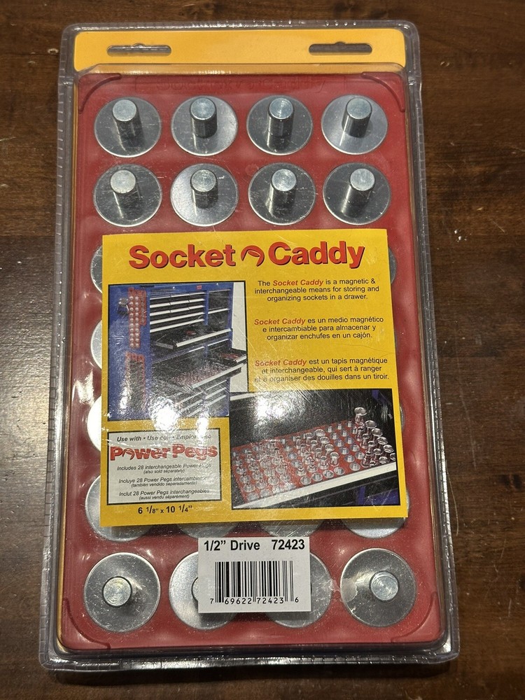 Socket Caddy & 28 Interchangeable Pegs 1/2" drive