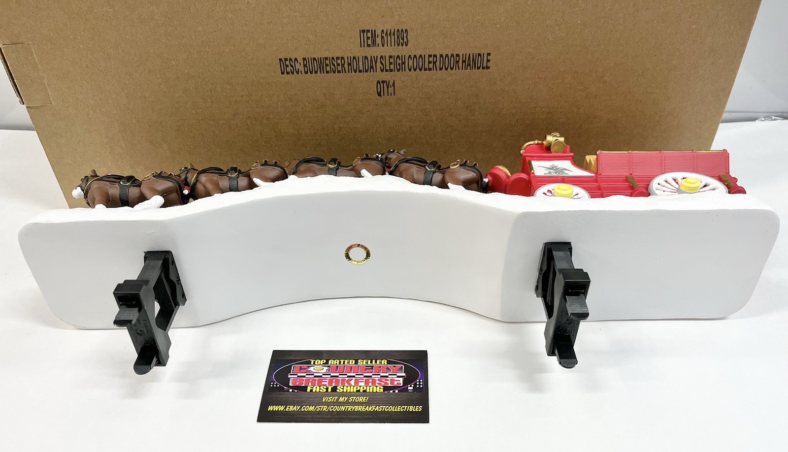 Budweiser Clydesdale Horses Wagon Sleigh Statue Cooler Door Handle BNIB RARE!