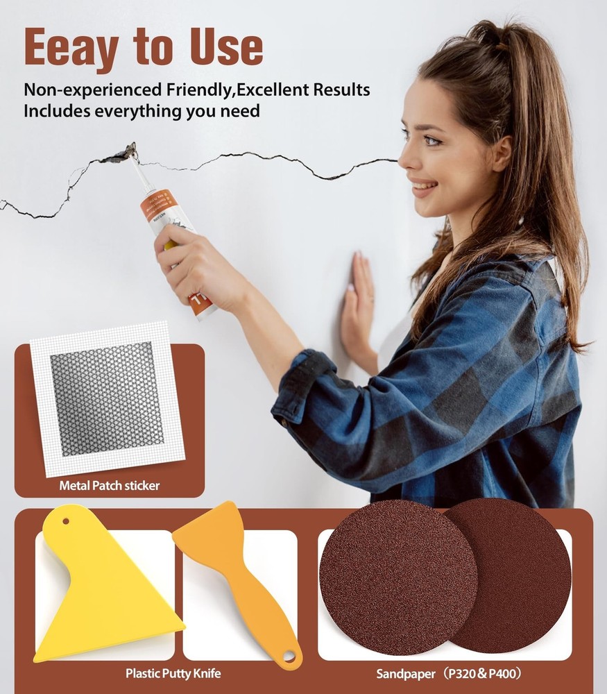 Drywall Repair Kit,Wall Patch Repair Kit,2 Pack Wall Patching Agent,Simple Fi...