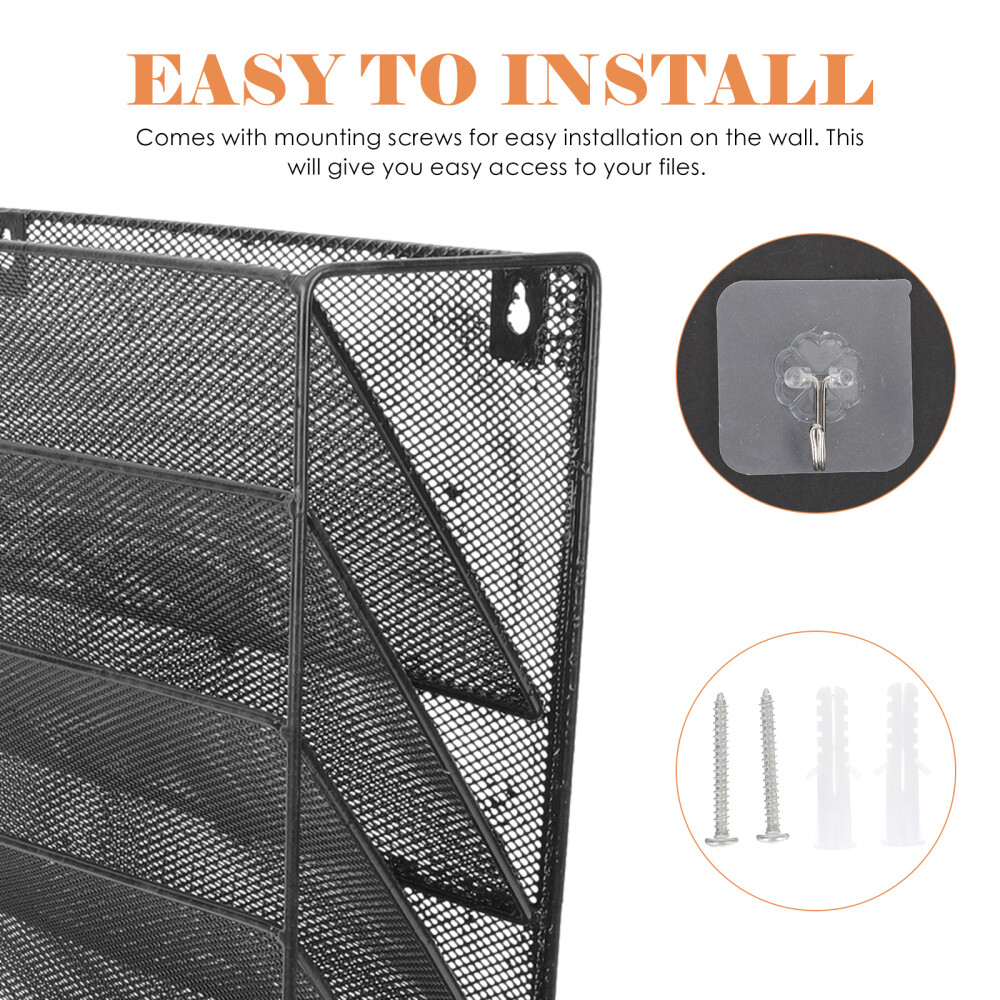 Wall-mounted File Storage Rack Multi-layer Document Organizer Metal Magazine