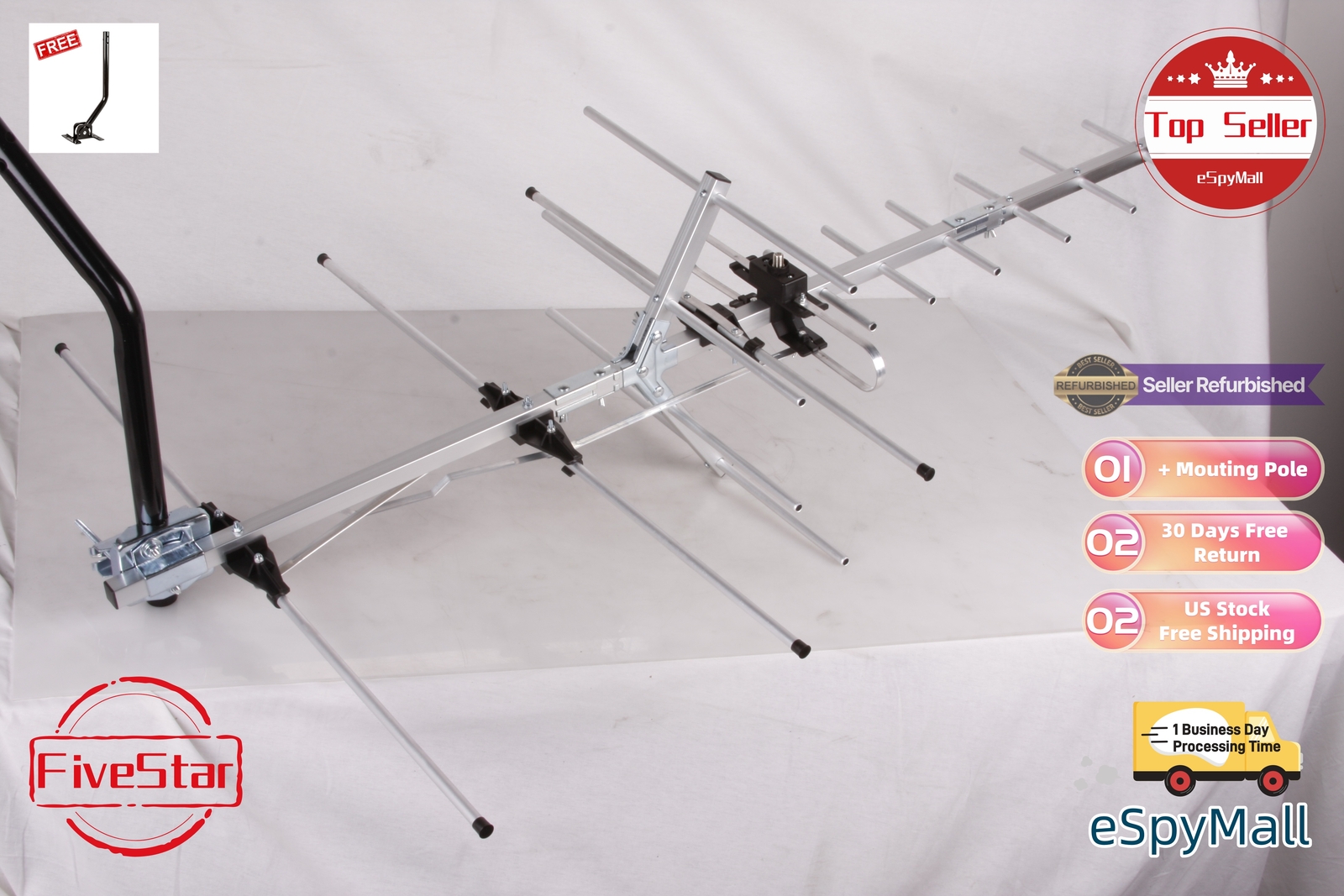 Ultra HD Yagi HDTV Antenna 300 Mile for Strong UHF VHF FM Digital Signals