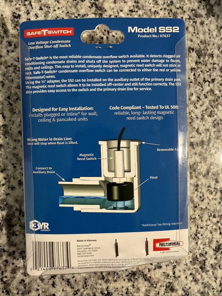 Safe-T-Switch SS2 Condensate Overflow Shut-Off Switch