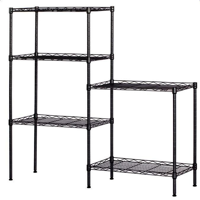 Black 5-Tier Layer Shelf Adjustable Wire Metal Shelving Rack High Quality Garage