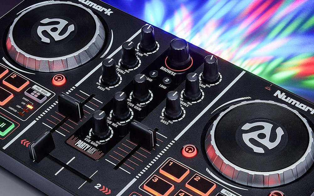 Numark Black mirror ball with 2 deck DJ controller Add Virtual DJ LE Software